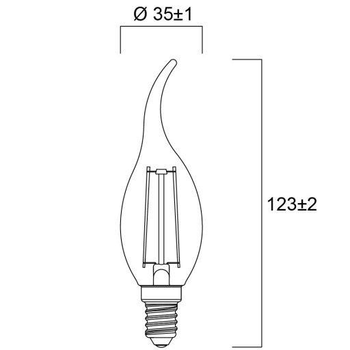 0029485 ToLEDo Retro Candle Bent Tip V5 Clear 250LM 827 E14