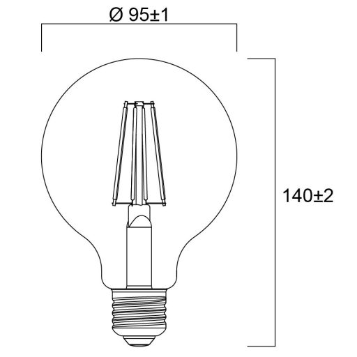0030134 ToLEDo Platinum Retro G95 Clear 840LM 827 E27