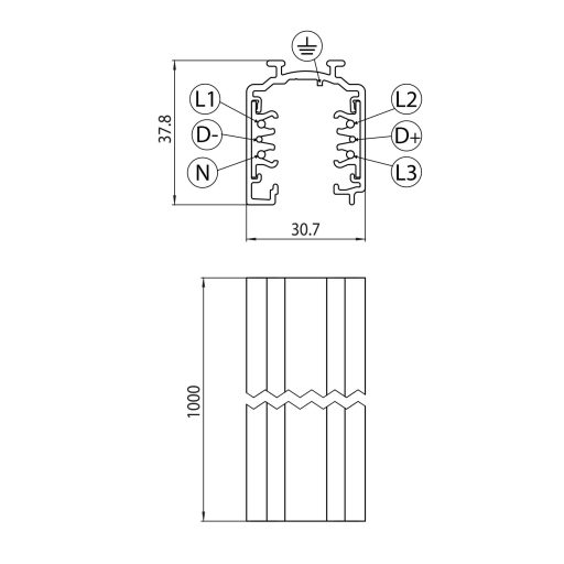 Sylvania ONETRACK 1M BLACK 9000A-1/B-ST sínrendszer (felületre/függesztve szerelhető), fekete (RAL 9005)
