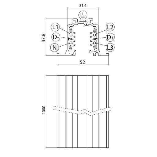 Sylvania ONETRACK REC 1M W CARTON TUBE 9000-1/W-R sínrendszer (süllyeszthető), fehér (RAL 9010)